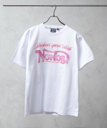 MAC HOUSE(men)(マックハウス（メンズ）)/Norton ノートン ピンクフェザーTシャツ 242N1028A/ホワイト