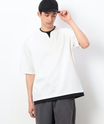 COMME CA ISM MENS(コムサイズム（メンズ）)/フェイクレイヤード キーネックＴシャツ/ホワイト