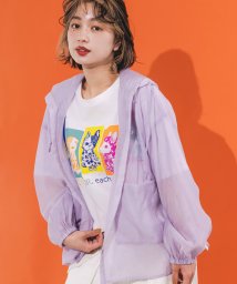 ScoLar/花×ネコロゴプリント シアーフードシャツ/506063111