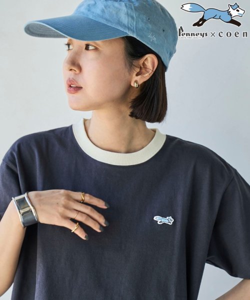 coen(coen)/【WEB限定】PENNEYS（ぺニーズ）別注リンガーTシャツ/DK.GRAY