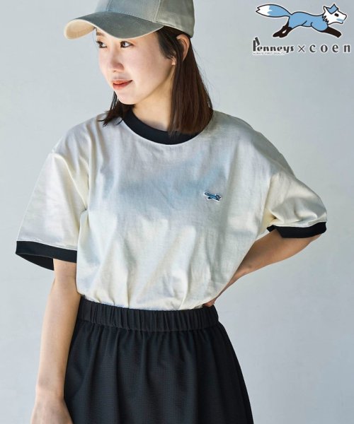 coen(coen)/【WEB限定】PENNEYS（ぺニーズ）別注リンガーTシャツ/NATURAL