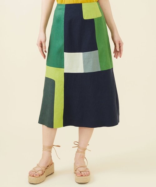 グリーンパッチワークスカート model