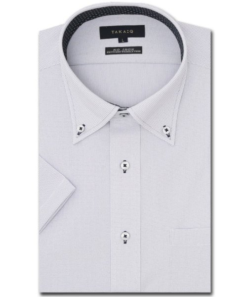 TAKA-Q(タカキュー)/ノーアイロンストレッチ スタンダードフィット ボタンダウン半袖ニットシャツ 半袖 シャツ メンズ ワイシャツ ビジネス ノーアイロン 形態安定 yシャツ 速乾/ネイビー