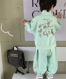 aimoha(aimoha（アイモハ）)/【aimoha－KIDS－】子供服　スポーツ風スウェットセットアップ/グリーン