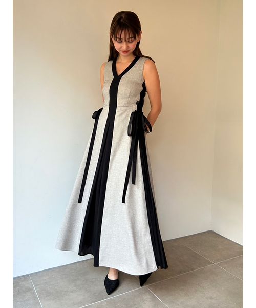 SNIDEL スナイデル サイドプリーツバイカラーワンピース 0サイズ MIX