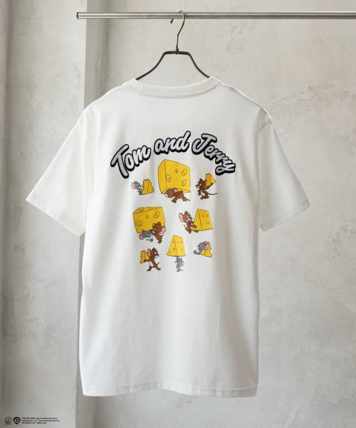 MAC HOUSE(men)(マックハウス（メンズ）)/Tom and Jerry バックプリントロゴ刺繍Tシャツ 152148067－8/ホワイト