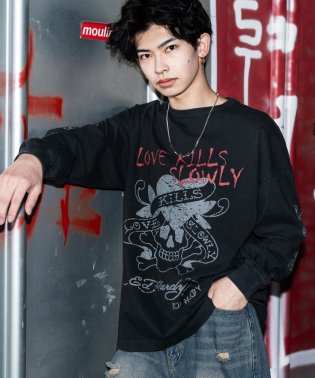 Rocky Monroe/プリントTシャツ ロンT メンズ レディース 長袖 カットソー ビッグシルエット オーバーサイズ コットン グラフィック ピグメント加工 ストリート カジュアル/506066755