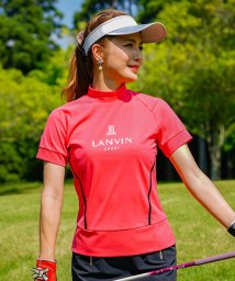 LANVIN SPORT(ランバン スポール)/スパンコール刺繍モックネック半袖シャツ【吸汗/ストレッチ/UV/ECO】/レッド