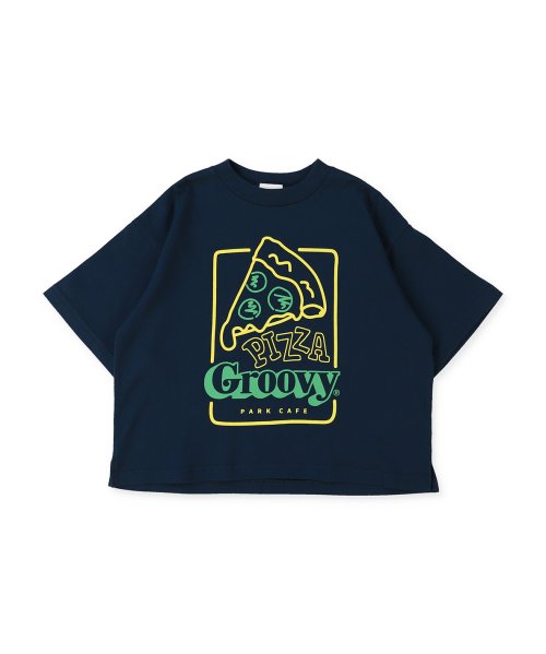 GROOVY COLORS(グルービーカラーズ)/PIZZA OVERSIZE Tシャツ/ネイビー
