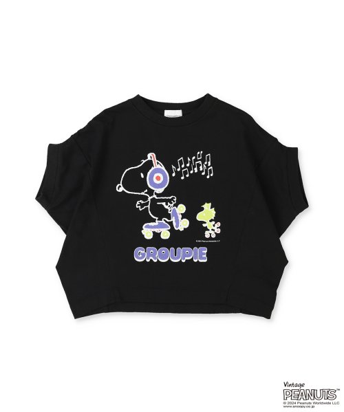 GROOVY COLORS(グルービーカラーズ)/SNOOPY ROLLERSKATE テントTシャツ/ブラック