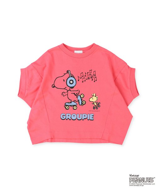 GROOVY COLORS(グルービーカラーズ)/SNOOPY ROLLERSKATE テントTシャツ/ピンク