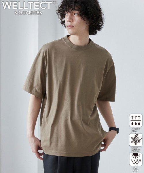 coen(coen)/【WEB限定】【WELLTECT】ベーシックシンプルTシャツ/BEIGE