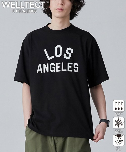 coen(coen)/【WELLTECT】cityロゴプリントTシャツ（WEB限定カラー）/BLACK