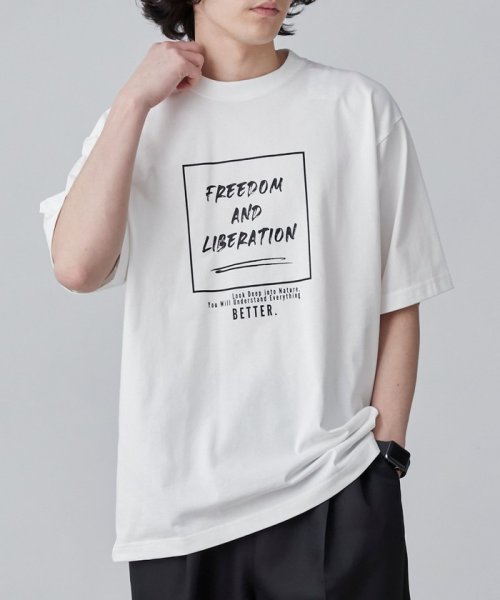 coen(coen)/【WELLTECT】boxロゴプリントTシャツ（WEB限定カラー）/WHITE