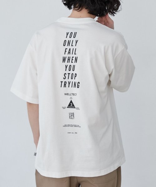 coen(coen)/【WELLTECT】ロゴバックプリントTシャツ（WEB限定カラー）/WHITE