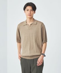 green label relaxing(グリーンレーベルリラクシング)/ラミー ナイロン スキッパー ポロシャツ 半袖ニット －ウォッシャブル－/BEIGE