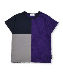 WASK(ワスク)/ロゴパイルジャガード切り替え天竺Tシャツ(100~160cm)/パープル