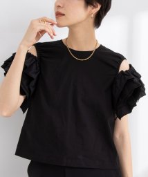 NOLLEY’S(ノーリーズ)/【MARILYN MOON/マリリーンムーン】デコラティブデザインギャザーTシャツ/ブラック