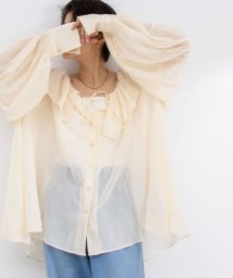 NOLLEY’S sophi(ノーリーズソフィー)/【crinkle crinkle crinkle/クリンクル クリンクル クリンクル】sheer cotton flare blouse/エクリュ