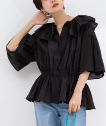 NOLLEY’S sophi(ノーリーズソフィー)/【crinkle crinkle crinkle/クリンクル クリンクル クリンクル】frill volume blouse/ブラック