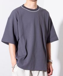 GLOSTER(GLOSTER)/【GLOSTER/グロスター】配色ステッチ ポリエステルワッフルTシャツ/グレー