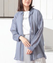 Honeys(ハニーズ)/Ｔシャツ付シアーシャツ シャツ レディース ブラウス 透け感 ゆったり 春 夏 /ダークブルー