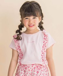 Noeil aime BeBe(ノイユ　エーム　べべ)/クレープヒョウ柄フリル付きTシャツ(80~130cm)/ピンク系