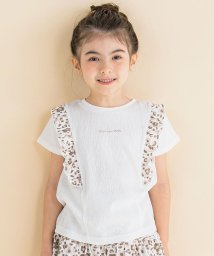 Noeil aime BeBe(ノイユ　エーム　べべ)/クレープヒョウ柄フリル付きTシャツ(80~130cm)/ホワイト系