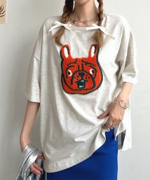 futier land(フューティアランド)/ガオー犬相良刺繍BIGTシャツ/オートミール