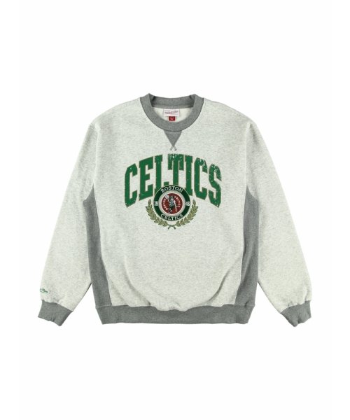 Mitchell & Ness(ミッチェルアンドネス)/セルティックス プレミアム フリースクルー ヴィンテージロゴ NBA PREMIUM FLEECE CREW VINTAGE LOGO CELTICS/GRAY