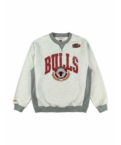 Mitchell & Ness(ミッチェルアンドネス)/ブルズ プレミアム フリースクルー ヴィンテージロゴ NBA PREMIUM FLEECE CREW VINTAGE LOGO BULLS/GRAY