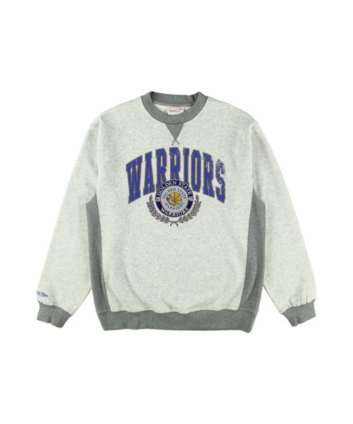 Mitchell & Ness(ミッチェルアンドネス)/ウォーリアーズ プレミアム フリースクルー ヴィンテージロゴ NBA PREMIUM FLEECE CREW VINTAGE LOGO WARRIORS/GRAY