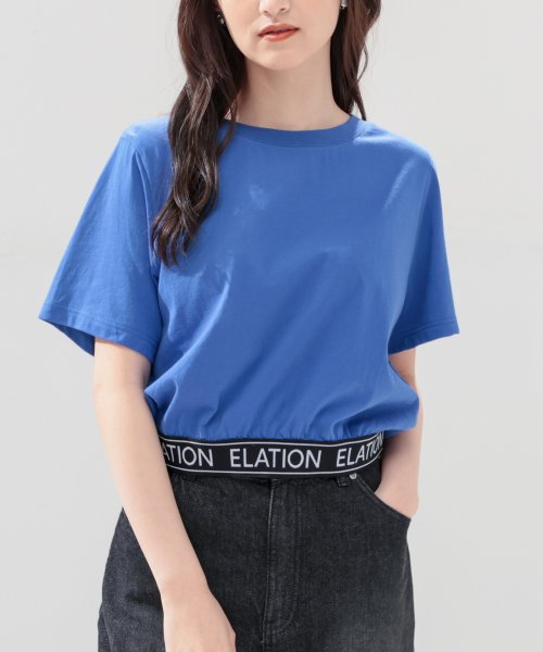 Honeys(ハニーズ)/裾ロゴＴシャツ トップス Tシャツ カットソー 半袖Tシャツ ショート丈 コンパクト /ブルー