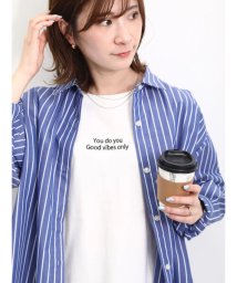 Samansa Mos2 blue(サマンサモスモス ブルー)/【シルキーコットン】アソート刺繍Tシャツ/オフホワイト