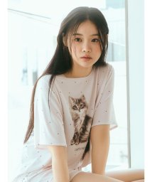 gelato pique(gelato pique)/CATドット柄ワンポイントTシャツ/PNK