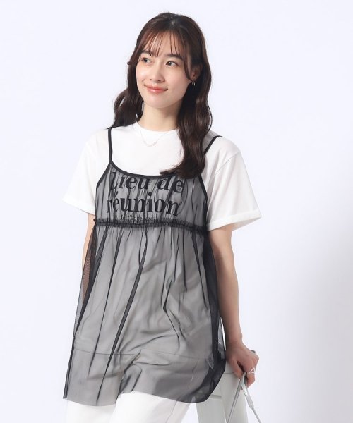 SHOO・LA・RUE Cutie Blonde(シューラルー　キューティーブロンド)/【2点セット】チュールキャミソール+ロゴTシャツ/ブラック（019）