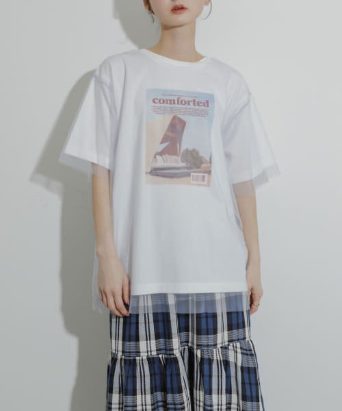 SENSE OF PLACE by URBAN RESEARCH(センスオブプレイス バイ アーバンリサーチ)/チュールレイヤードグラフィックTシャツ/GRAPHIC-C