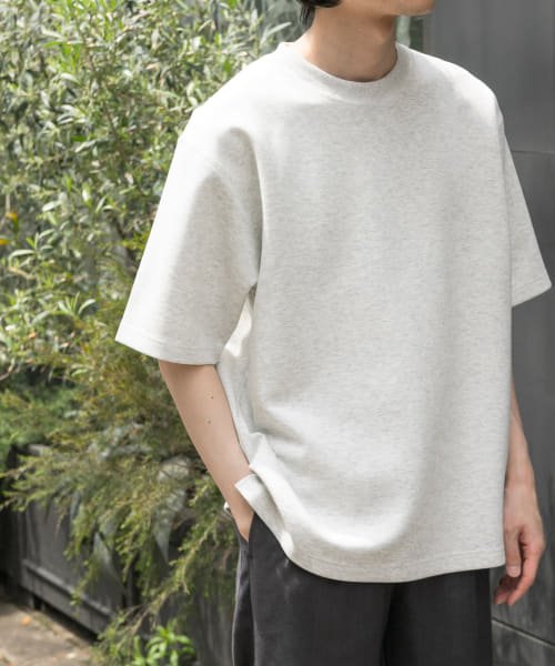 URBAN RESEARCH DOORS(アーバンリサーチドアーズ)/FORK&SPOON　ストレッチダンボールショートスリーブTシャツ/TOPGRAY