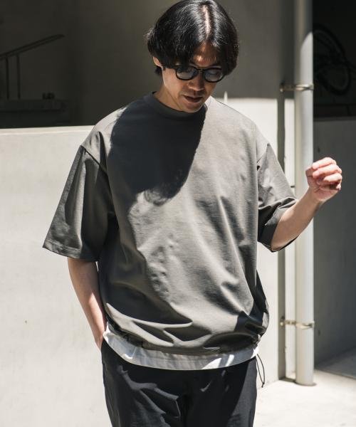 URBAN RESEARCH DOORS(アーバンリサーチドアーズ)/URD Drawstring Short－sleeve T－shirts/L.GRAY