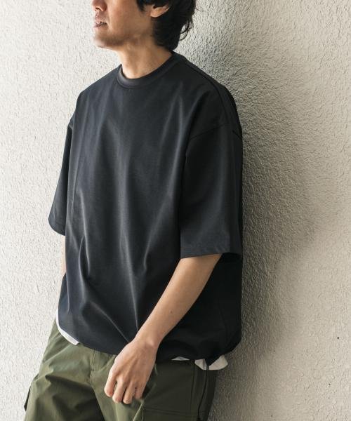 URBAN RESEARCH DOORS(アーバンリサーチドアーズ)/URD Drawstring Short－sleeve T－shirts/BLACK