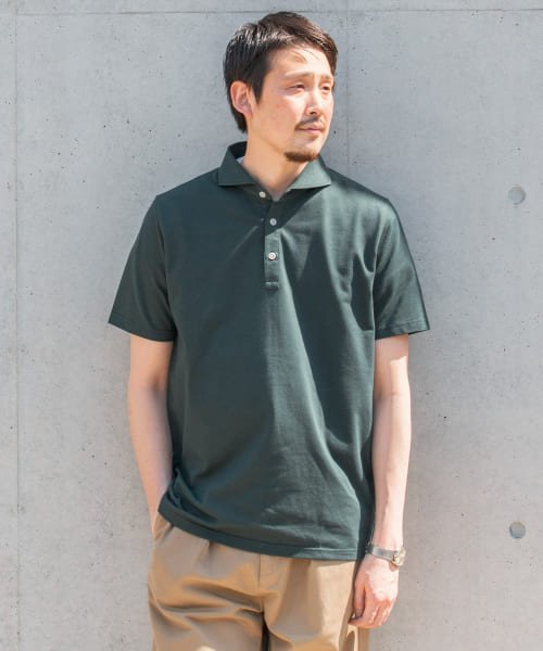 URBAN RESEARCH DOORS(アーバンリサーチドアーズ)/『吸水速乾』LIFE STYLE TAILOR　カッタウェイ半袖プルオーバー/GREEN