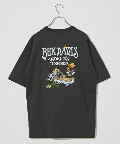 B.C STOCK(ベーセーストック)/BEN DAVIS (ベンデイビス) emb fishing Tシャツ/グレー