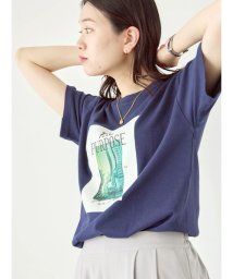 Samansa Mos2 blue(サマンサモスモス ブルー)/【シルケットバイオ】フォトTシャツ/ネイビー