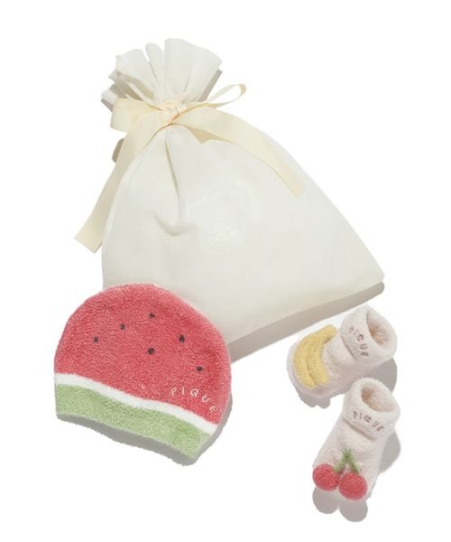 gelato pique Kids＆Baby(gelato pique Kids＆Baby)/【ラッピング済み】【BABY】フルーツキャップ＆ソックスSET/RED