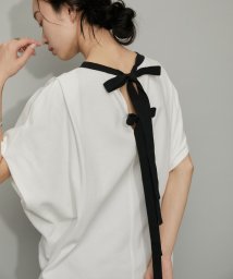 ADAM ET ROPE'(アダム　エ　ロペ)/【WEB限定・サステナブル・洗える】バックリボンコクーンTEE/ホワイト系（12）