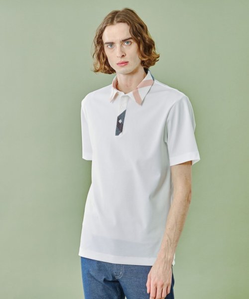 【WEB限定】パーシャルチェックメッシュポロシャツ 