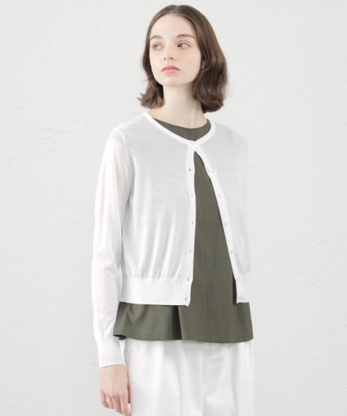 MACKINTOSH PHILOSOPHY(マッキントッシュ フィロソフィー)/【Heavenly Sheer Knit】クルーネックカーディガン/オフホワイト