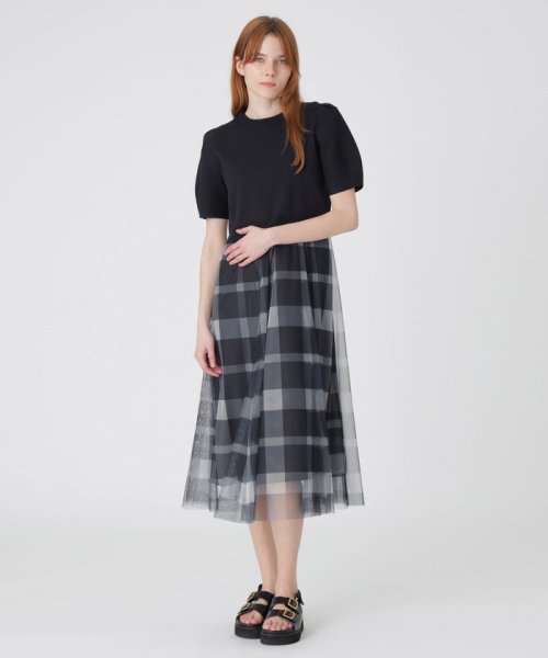 美人百花コラボ】クレストブリッジチェックチュールニットセットアップ  