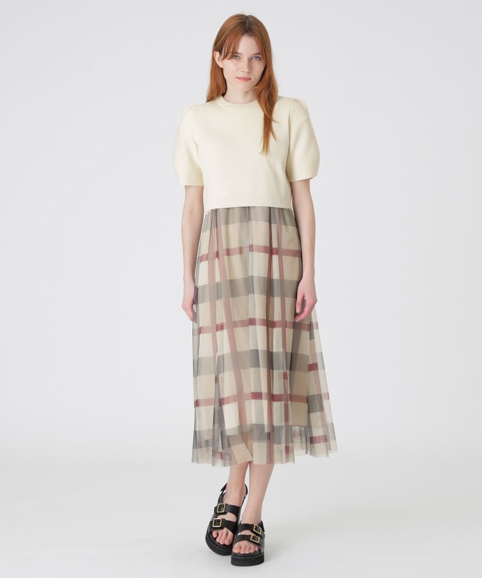 美人百花コラボ】クレストブリッジチェックチュールニットセットアップ
