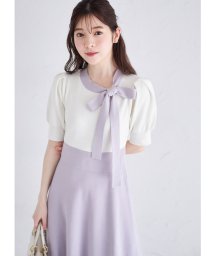 tocco closet(トッコクローゼット)/サイドボウタイリボン配色ニットワンピース/LAVENDER